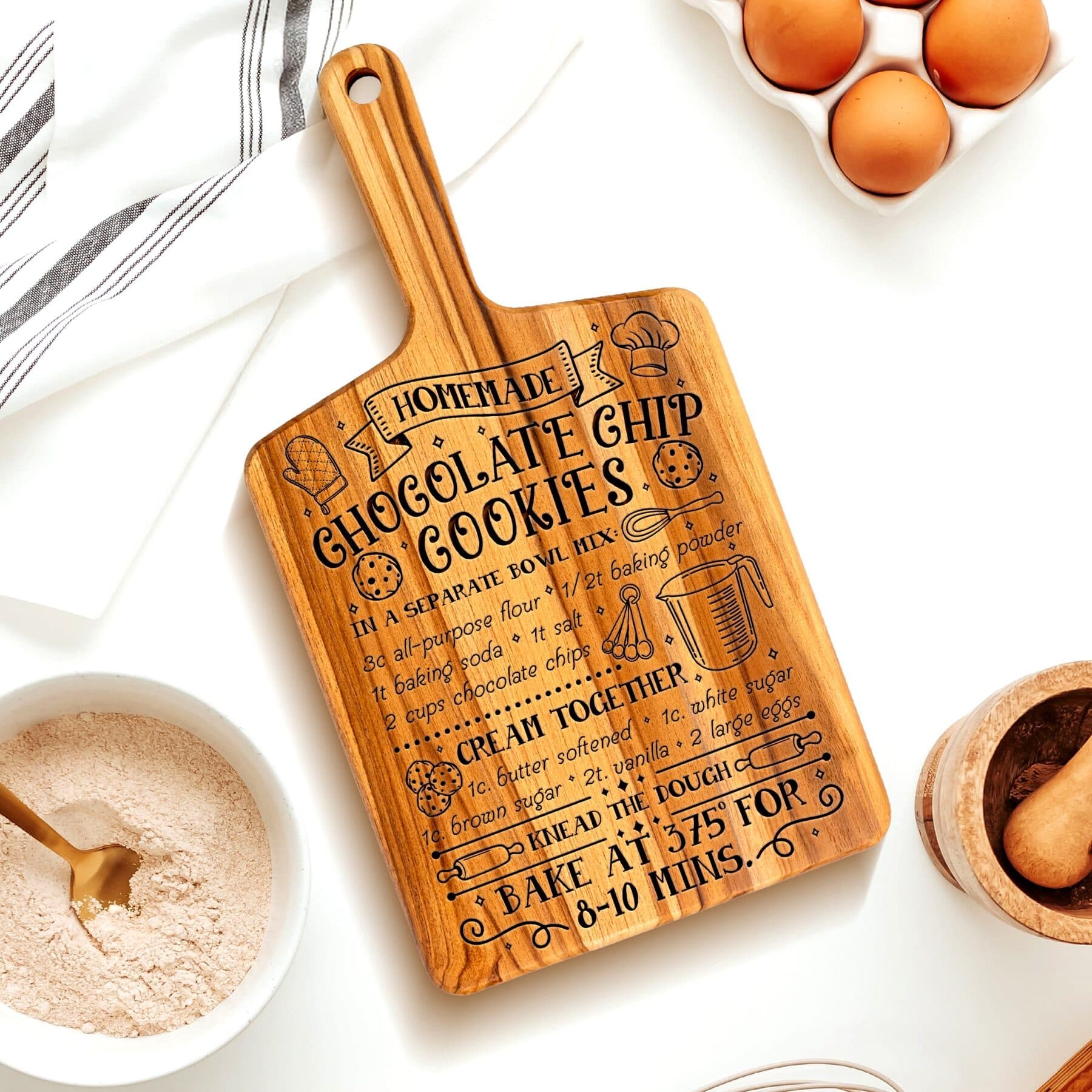 Personalized chocolate chip cookie recipe cutting board