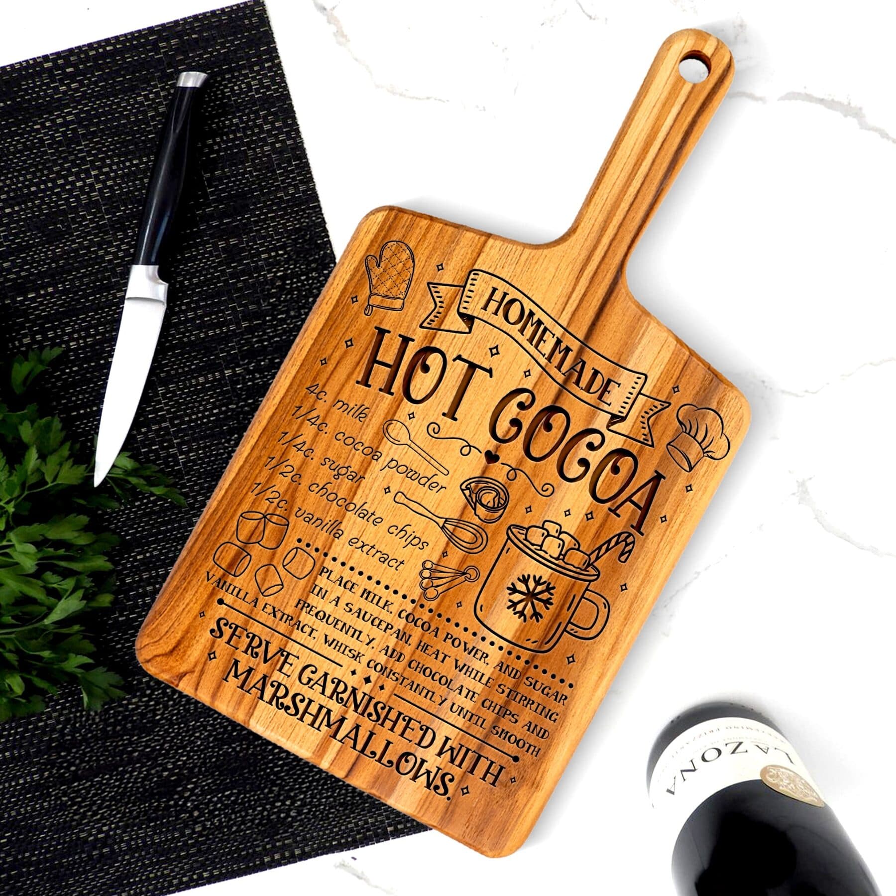 Personalized hot cocoa recipe cutting board