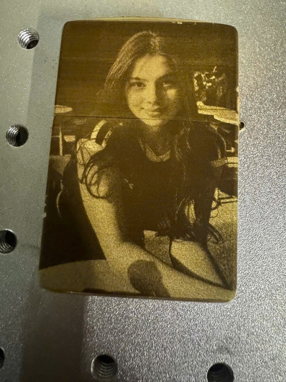 Personalized Zippo lighter engraved with a custom photo