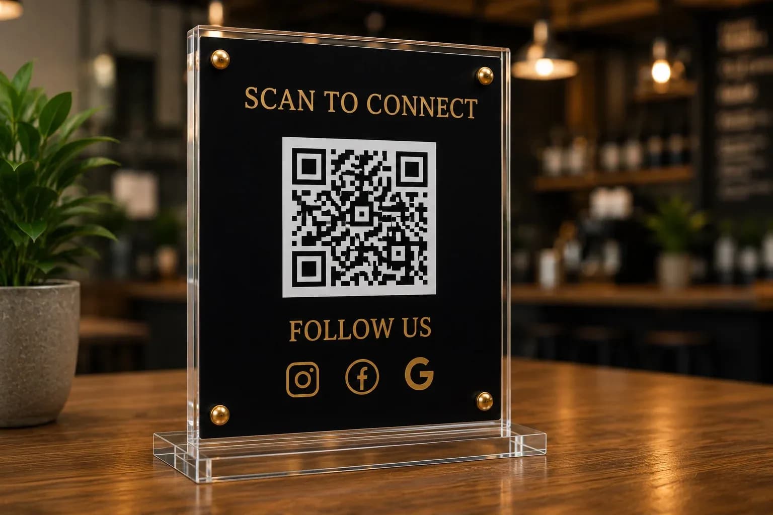 Custom acrylic QR code display for customer engagement