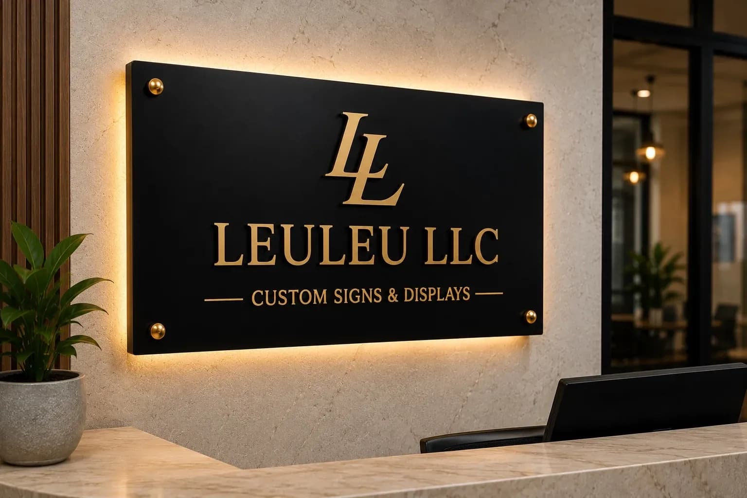 Custom reception and logo sign for a local business