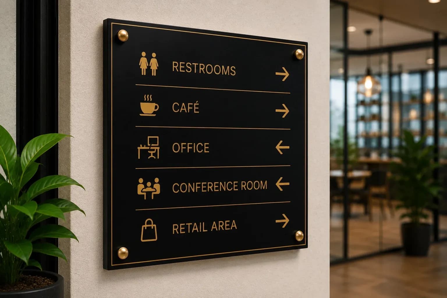 Custom wayfinding and directional sign for a business